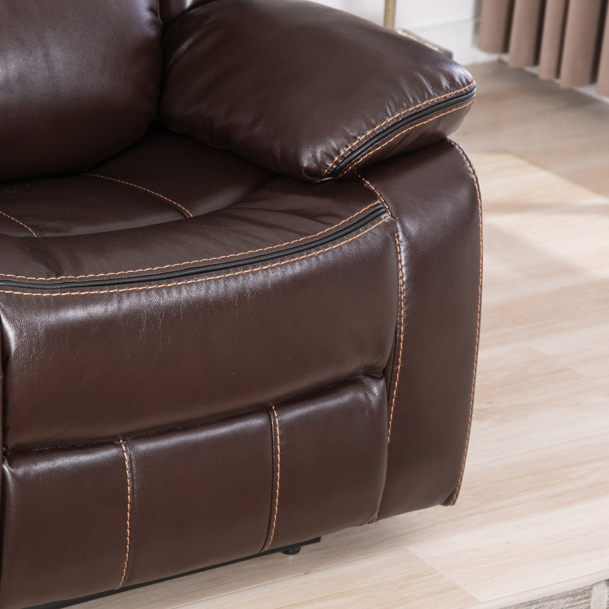 Kamarli 3 Piece Leather Manual Reclining Living Room Set with Pillow Top Armrest