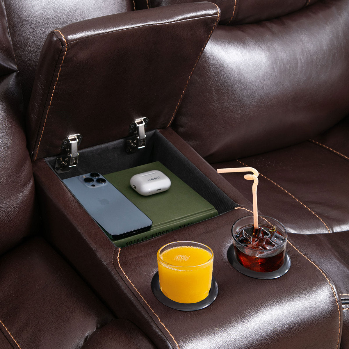 Kamarli 3 Piece Leather Manual Reclining Living Room Set with Pillow Top Armrest