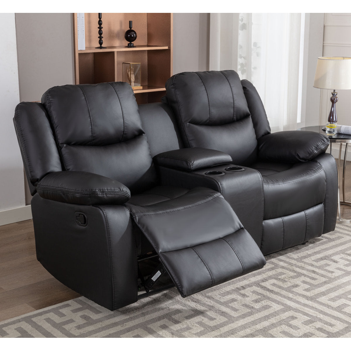 Kamarli 3 Piece Leather Manual Reclining Living Room Set with Pillow Top Armrest