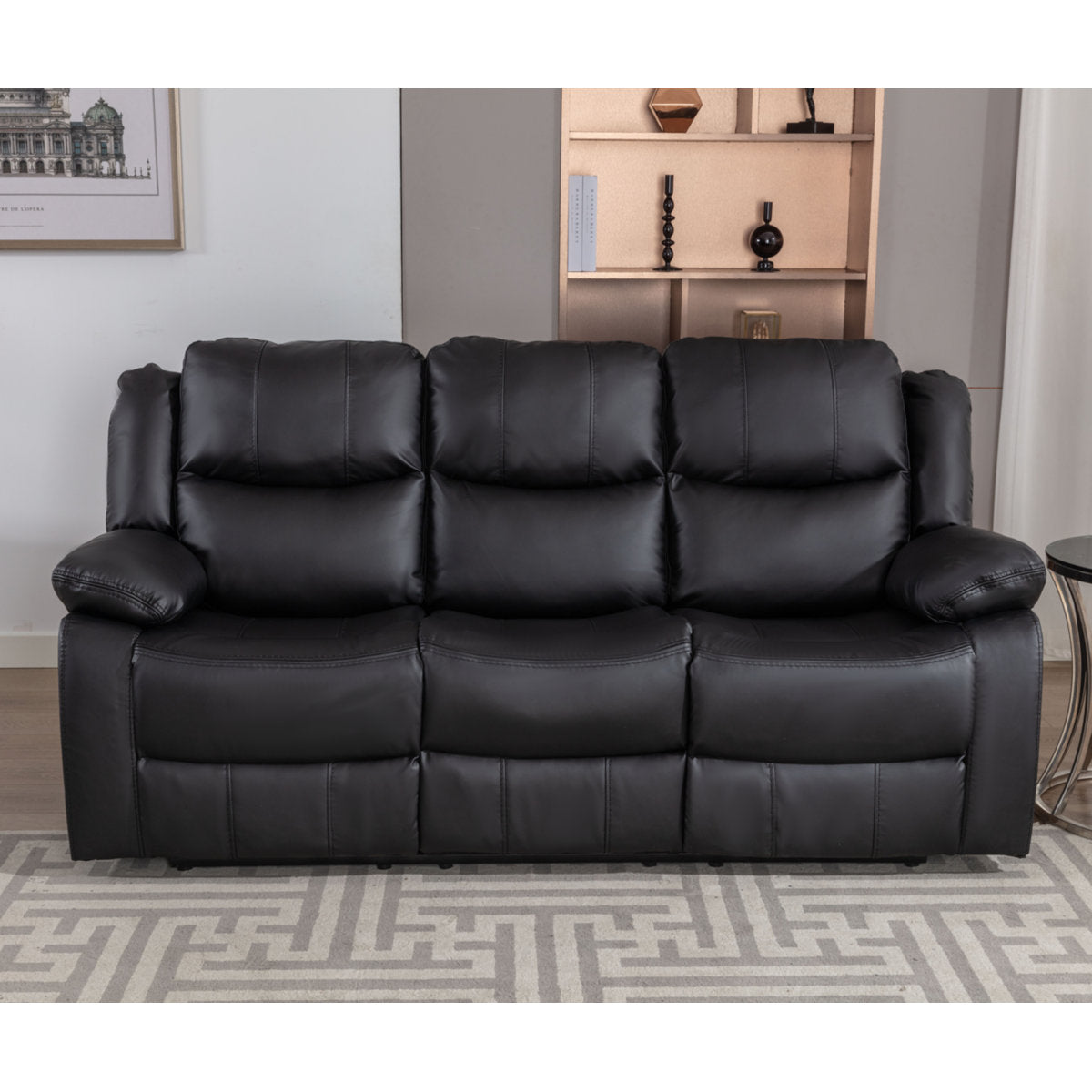 Kamarli 3 Piece Leather Manual Reclining Living Room Set with Pillow Top Armrest