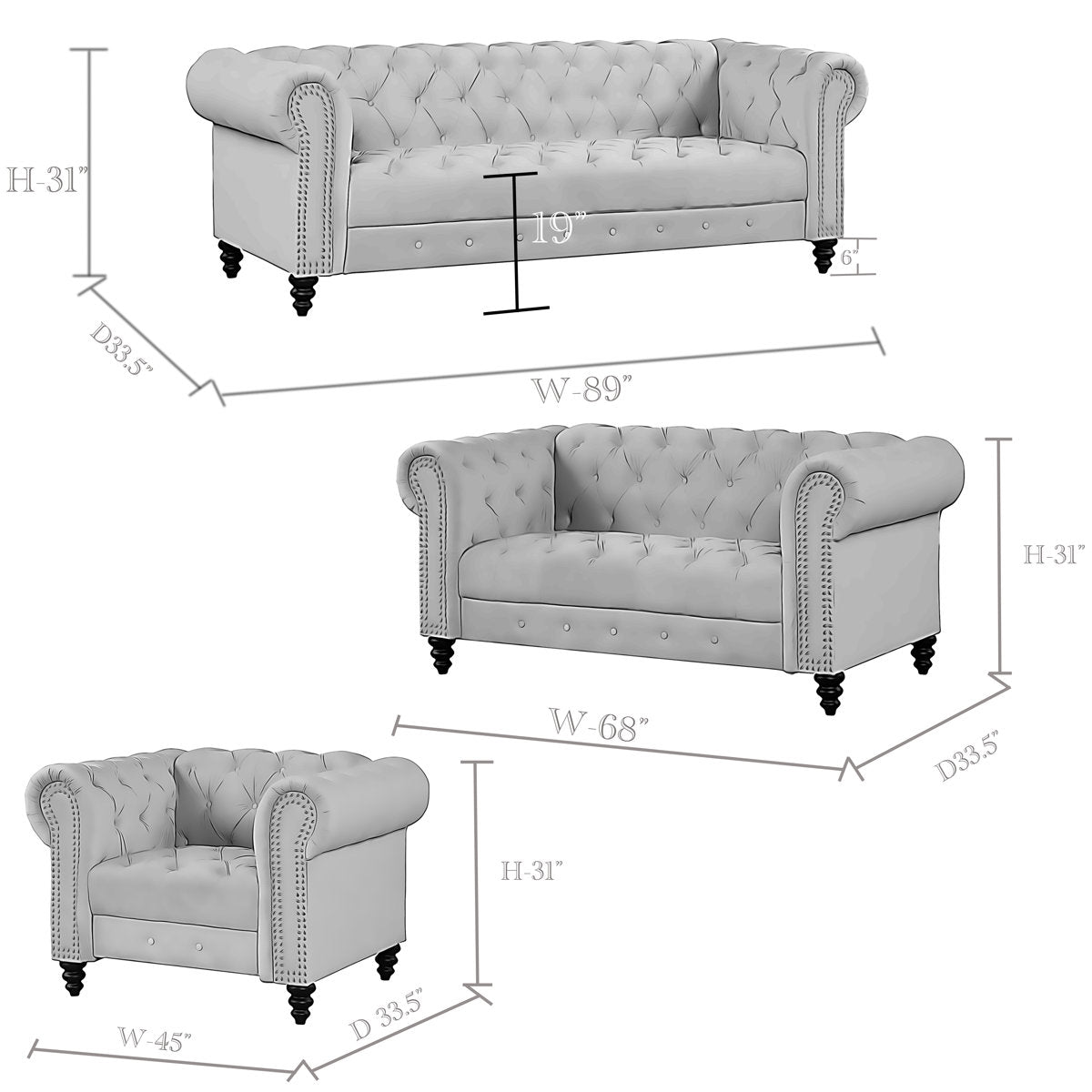 Keyla 3 - Piece Living Room Set