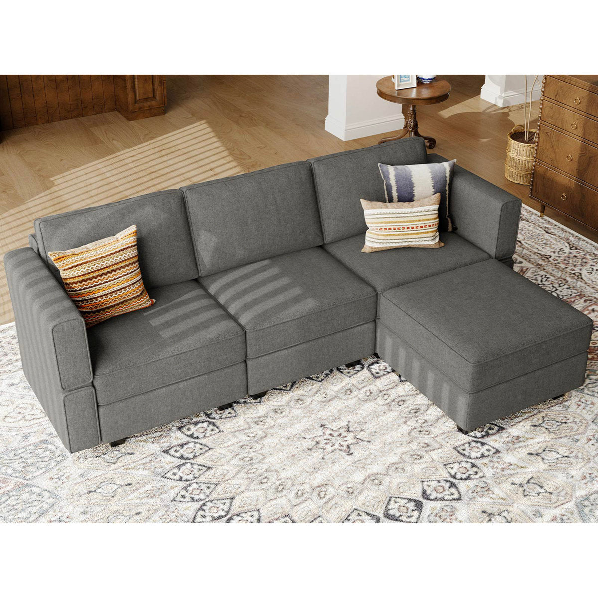 Kimbrel Modular Sectional Sofa With Storage Seat Convertible Couch L Shape Set
