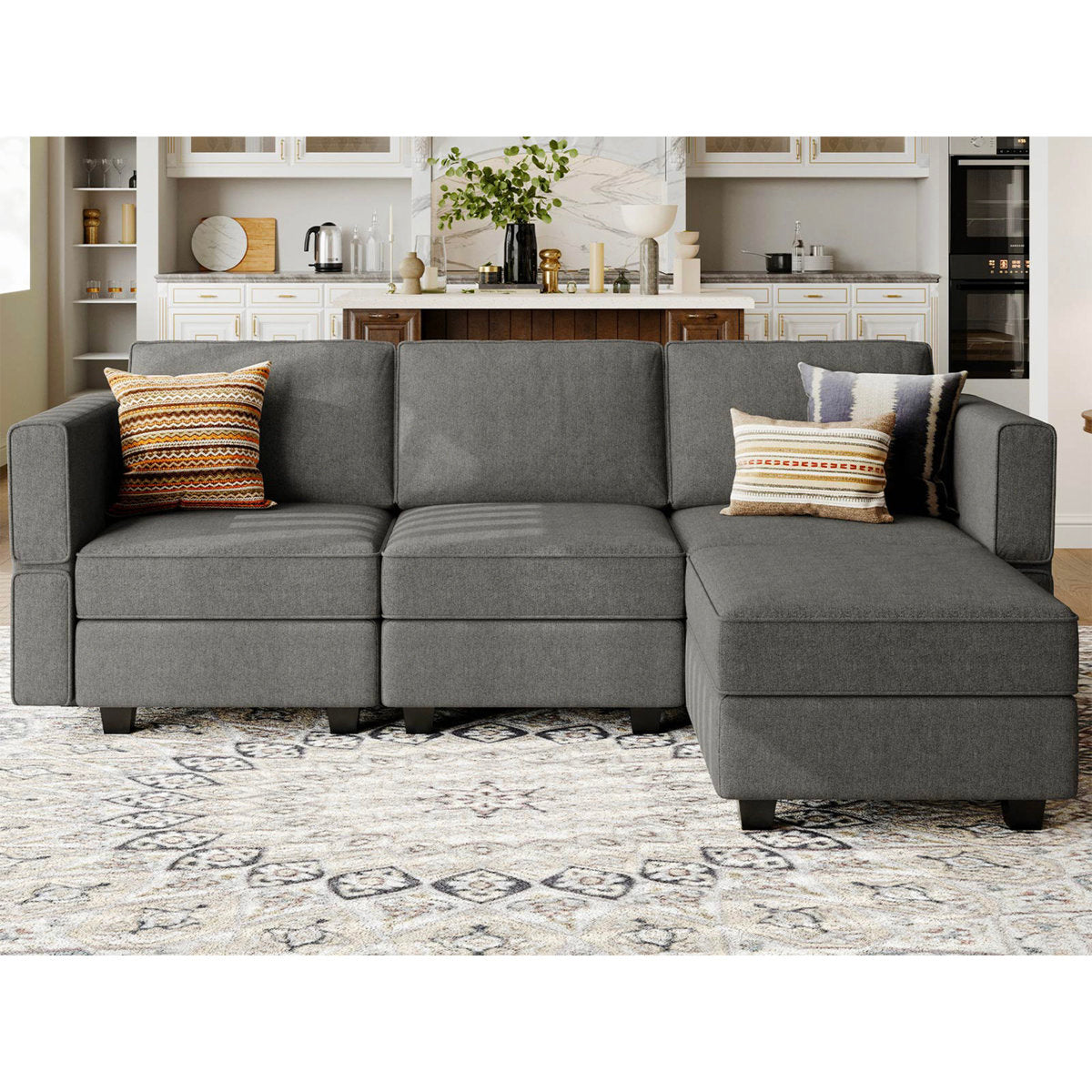 Kimbrel Modular Sectional Sofa With Storage Seat Convertible Couch L Shape Set