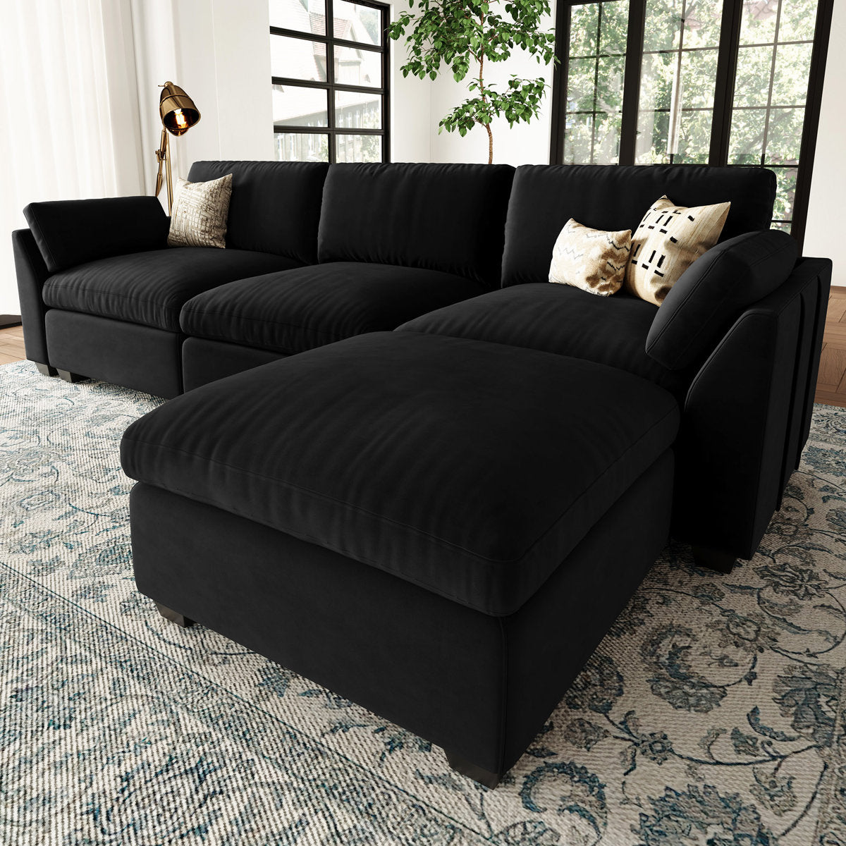 Knopp Velvet L - Shaped Sectional Sofa