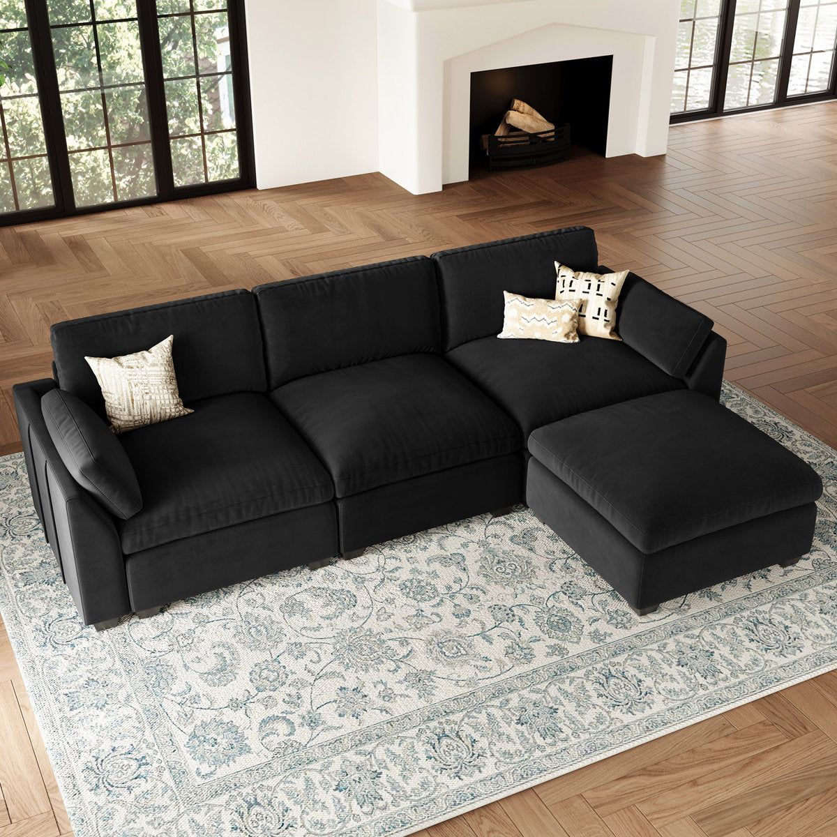 Knopp Velvet L - Shaped Sectional Sofa