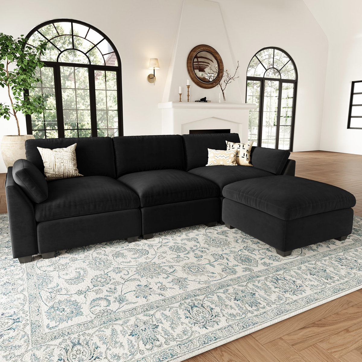 Knopp Velvet L - Shaped Sectional Sofa