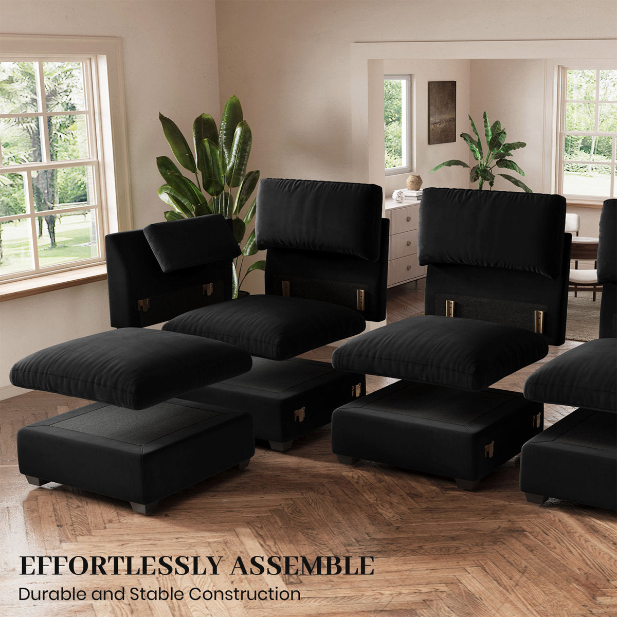 Knopp Velvet L - Shaped Sectional Sofa