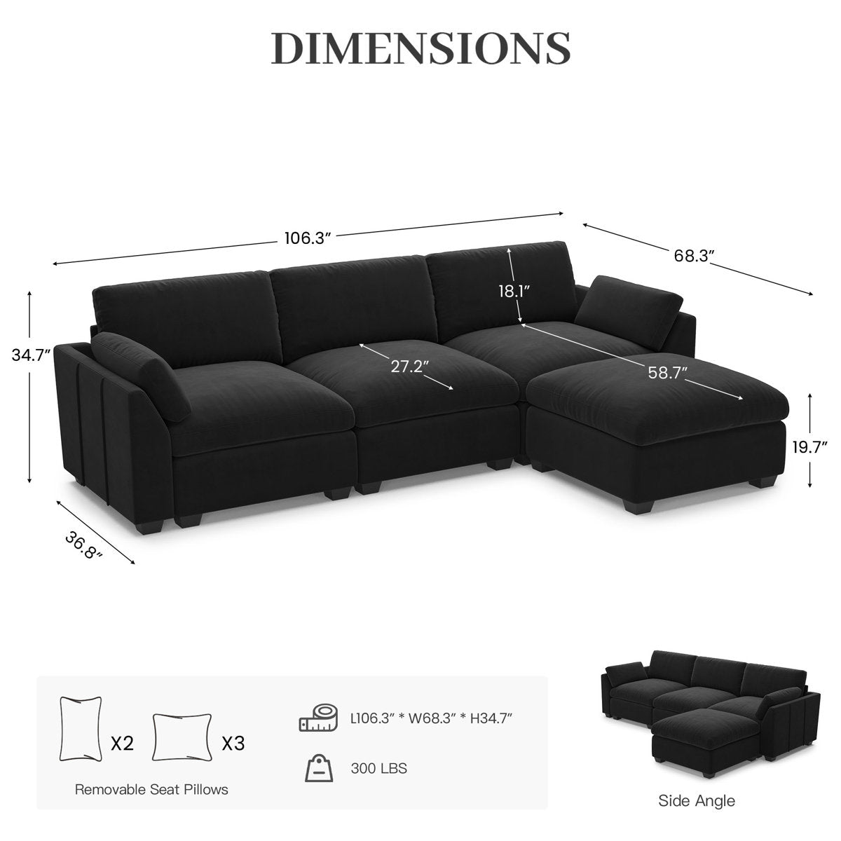 Knopp Velvet L - Shaped Sectional Sofa