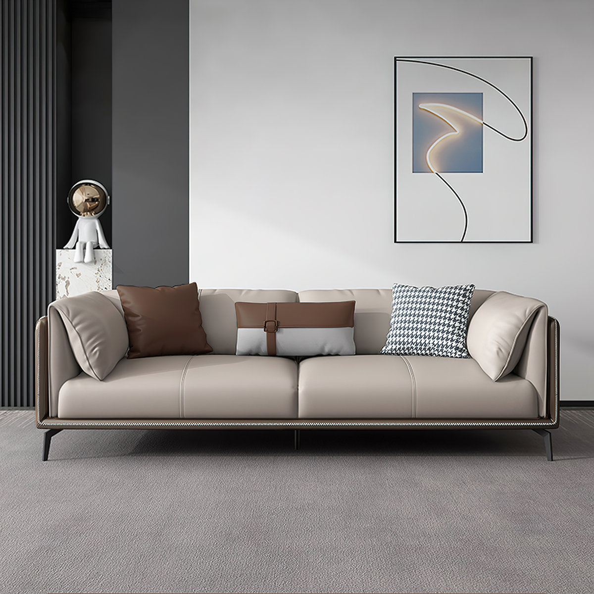 Kutchins 3-Piece Modern Faux Leather Sofa & Living Room Set