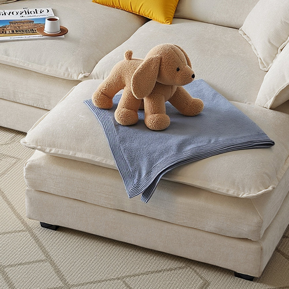 L-Shaped Chenille Sectional Sofa with Ottoman - 2-Seater Loveseat for Small Spaces, Breathable Fabric & Easy Assembly