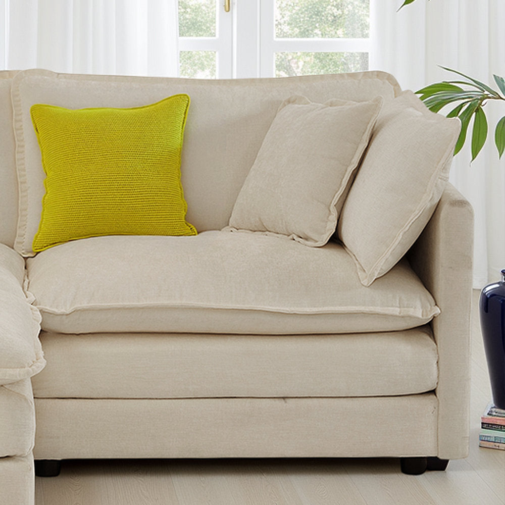 L-Shaped Chenille Sectional Sofa with Ottoman - 2-Seater Loveseat for Small Spaces, Breathable Fabric & Easy Assembly