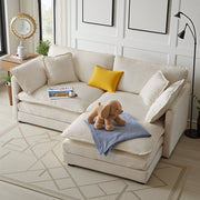 L-Shaped Chenille Sectional Sofa with Ottoman - 2-Seater Loveseat for Small Spaces, Breathable Fabric & Easy Assembly