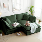 L-Shaped Chenille Sectional Sofa with Ottoman - 2-Seater Loveseat for Small Spaces, Breathable Fabric & Easy Assembly