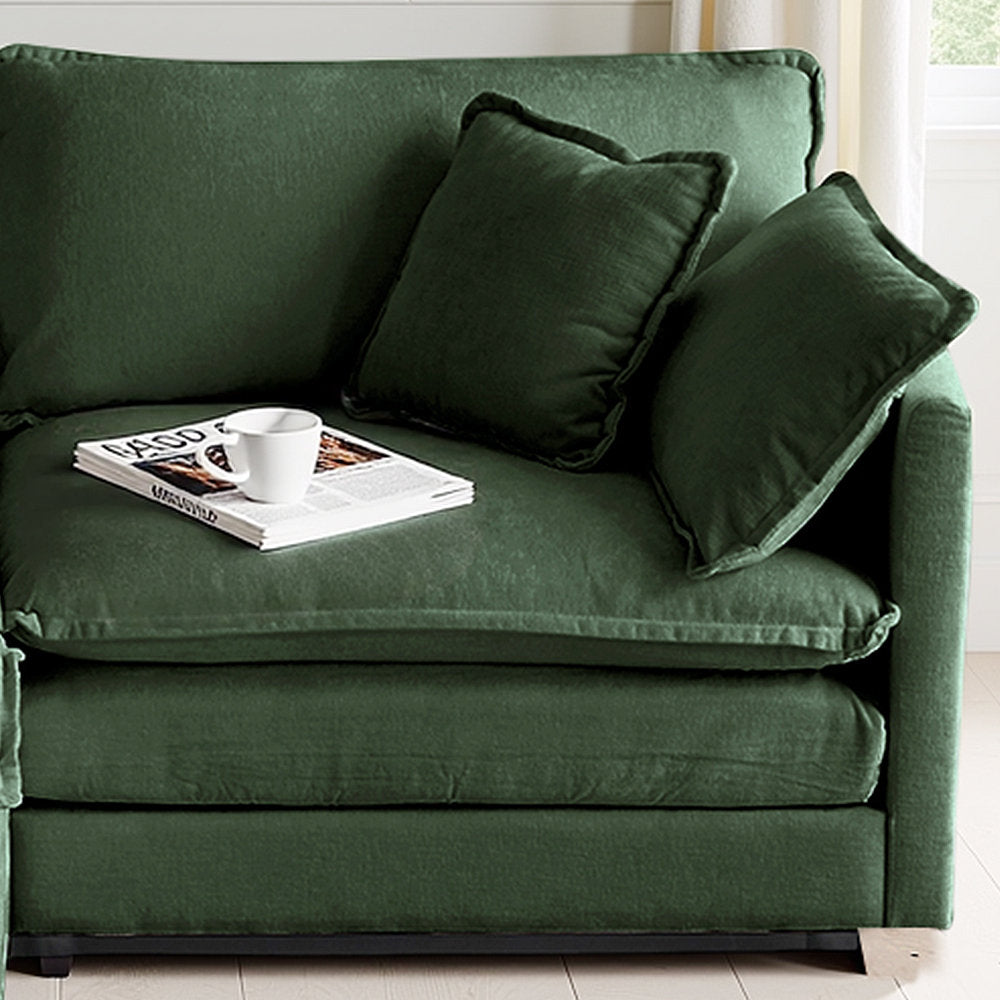 L-Shaped Chenille Sectional Sofa with Ottoman - 2-Seater Loveseat for Small Spaces, Breathable Fabric & Easy Assembly