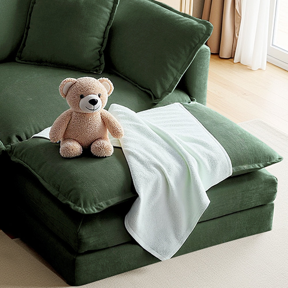 L-Shaped Chenille Sectional Sofa with Ottoman - 2-Seater Loveseat for Small Spaces, Breathable Fabric & Easy Assembly