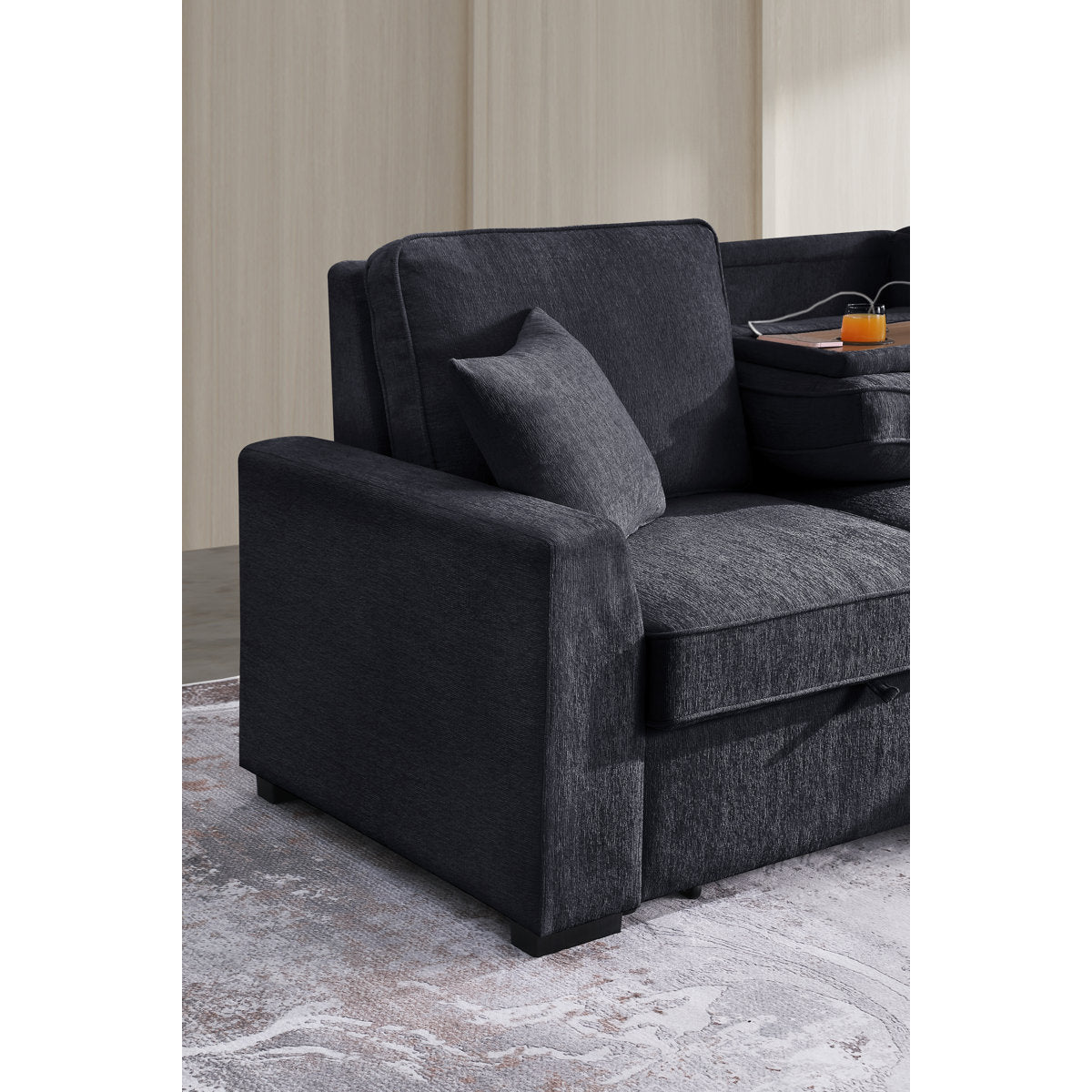 L-Shaped Sleeper Sofa Reversible Couch Pull Out Couch With Storage Chaise