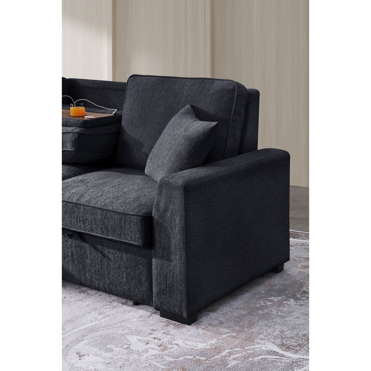 L-Shaped Sleeper Sofa Reversible Couch Pull Out Couch With Storage Chaise