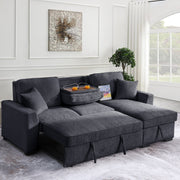 L-Shaped Sleeper Sofa Reversible Couch Pull Out Couch With Storage Chaise