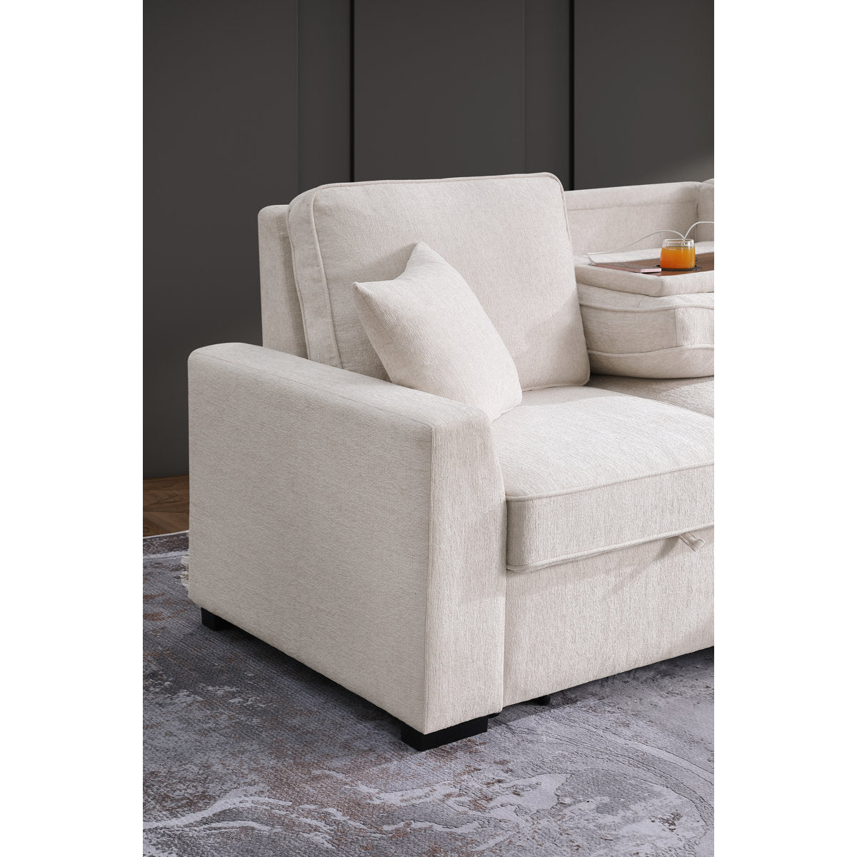 L-Shaped Sleeper Sofa Reversible Couch Pull Out Couch With Storage Chaise