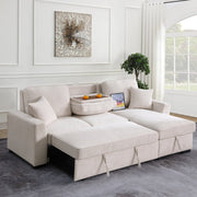 L-Shaped Sleeper Sofa Reversible Couch Pull Out Couch With Storage Chaise