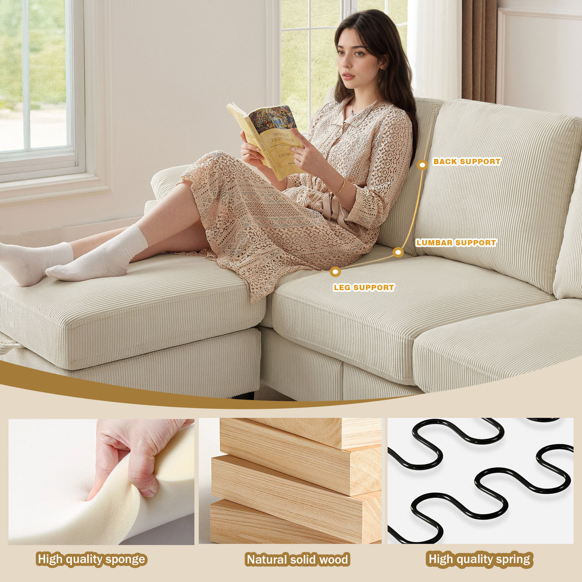 Lamaya  Corduroy 3 - Piece Living Room Set