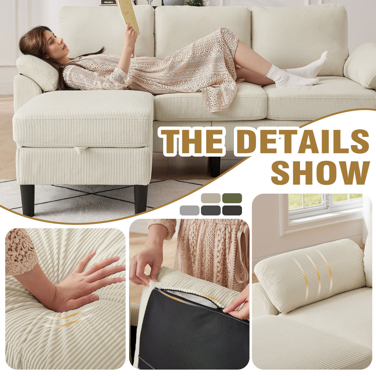 Lamaya  Corduroy 3 - Piece Living Room Set