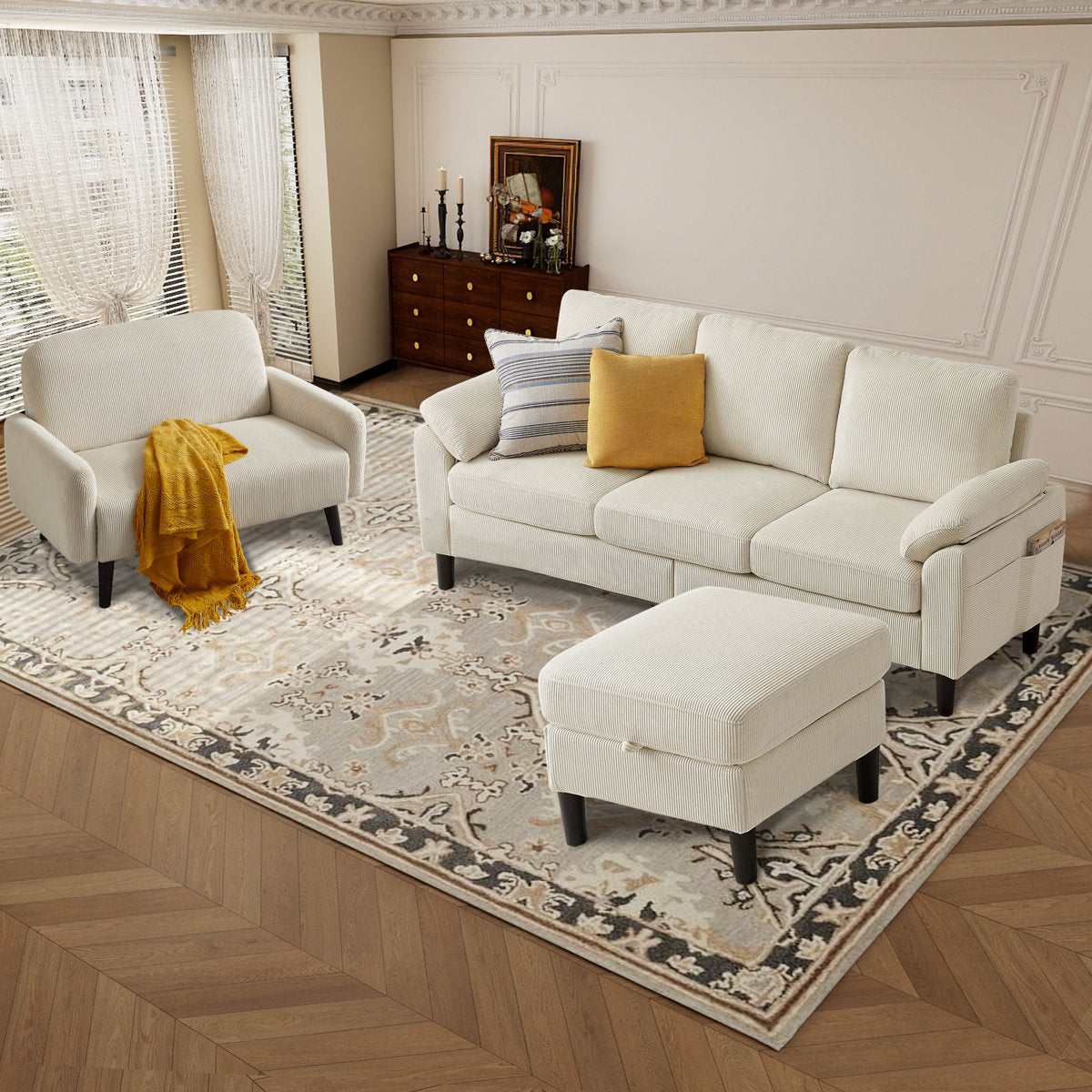 Lamaya  Corduroy 3 - Piece Living Room Set