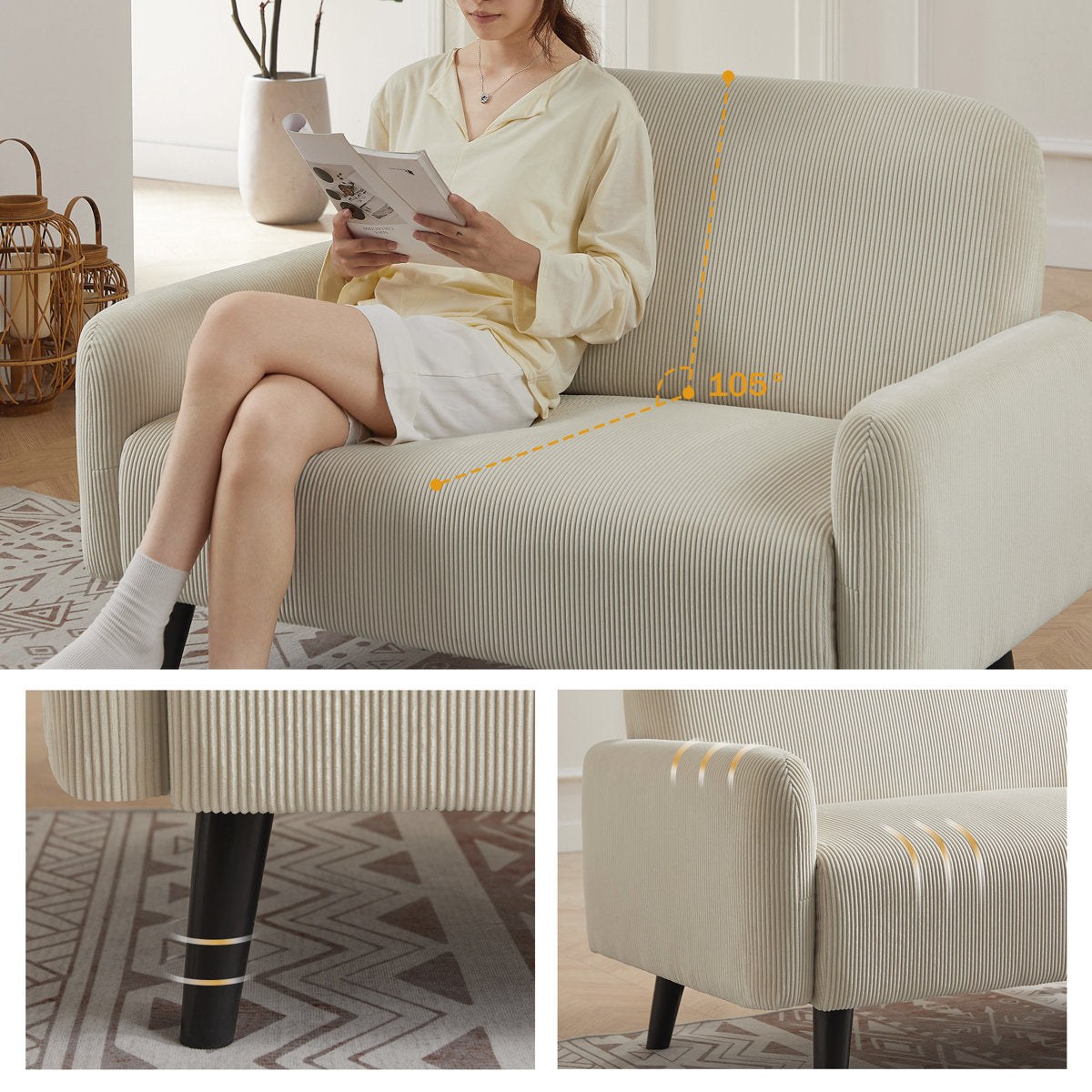 Lamaya  Corduroy 3 - Piece Living Room Set