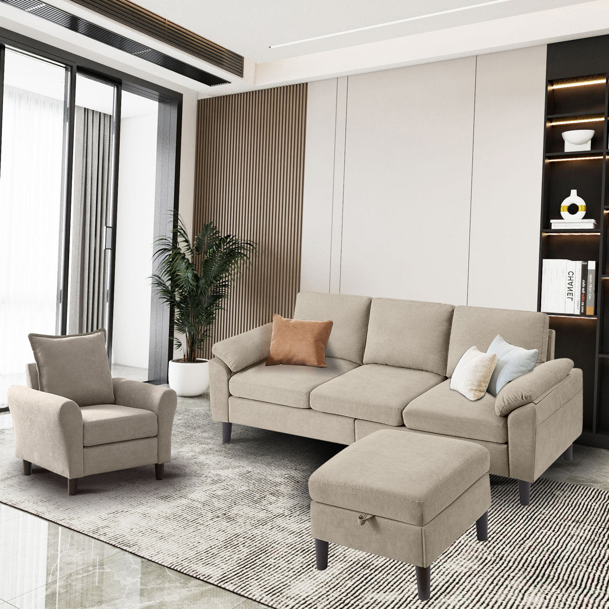 Lezley 79.92" Wide 3 Piece  Living Room Set with Storage Sofa and Chair