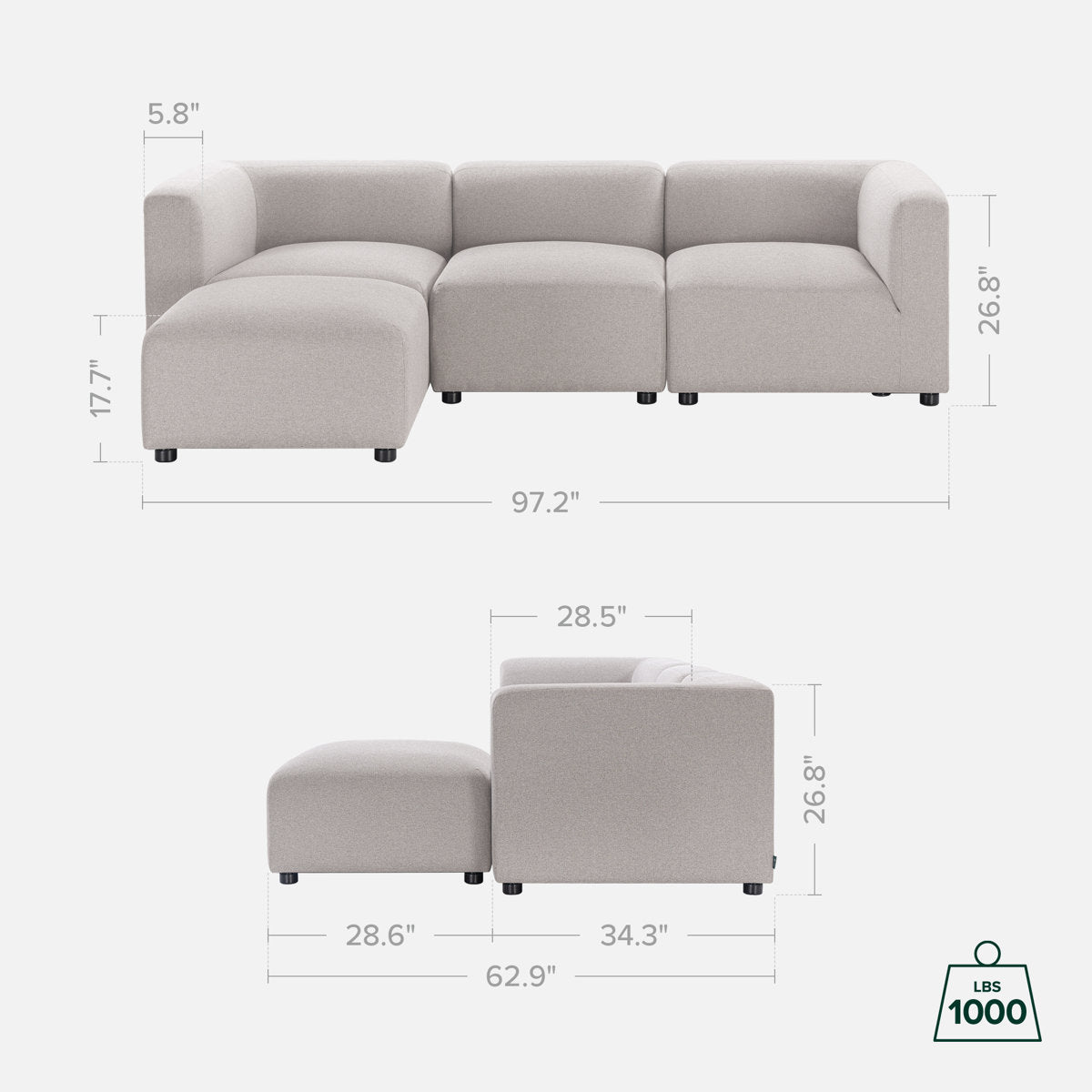 Luca 4 - Piece Upholstered Sectional