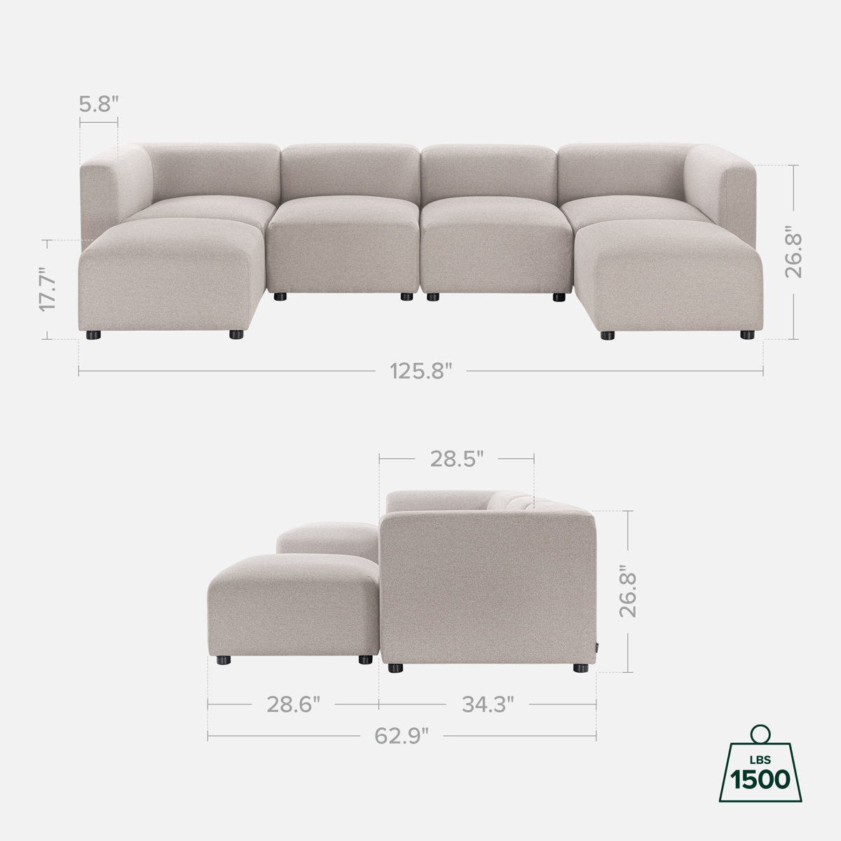 Luca 6 - Piece Upholstered Sectional