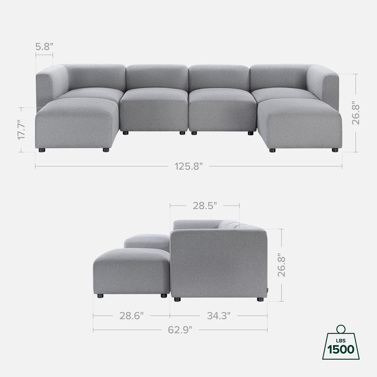 Luca 6 - Piece Upholstered Sectional