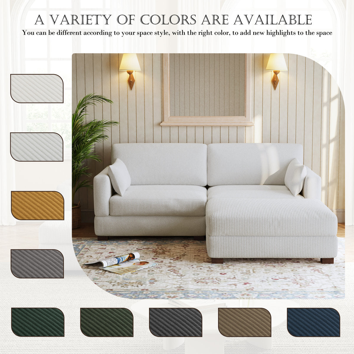 Maelina 3 - Piece Corduroy Sectional