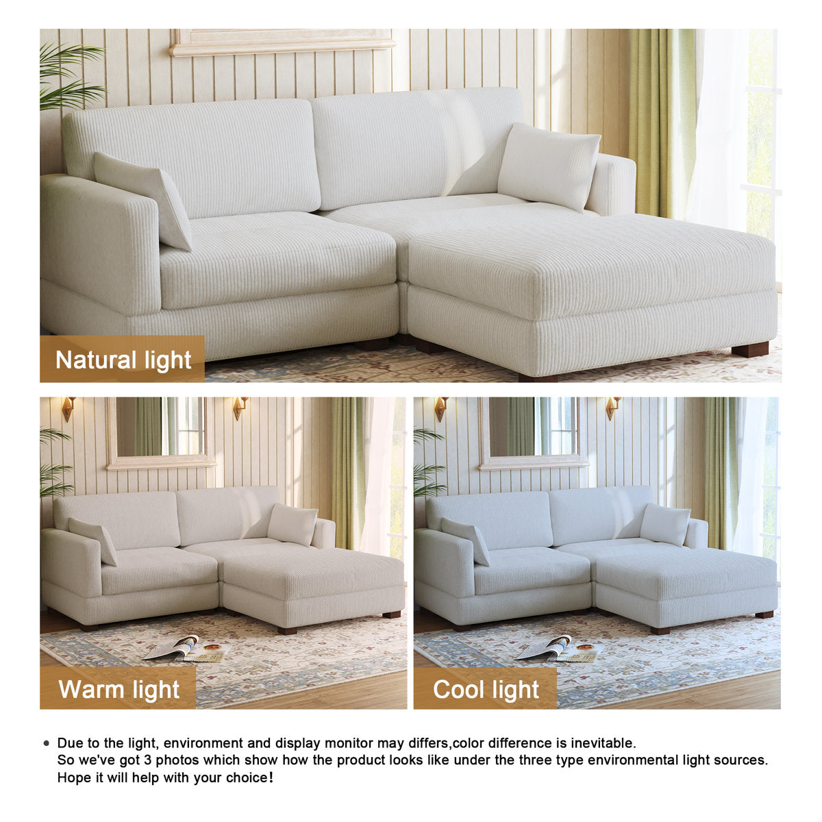 Maelina 3 - Piece Corduroy Sectional