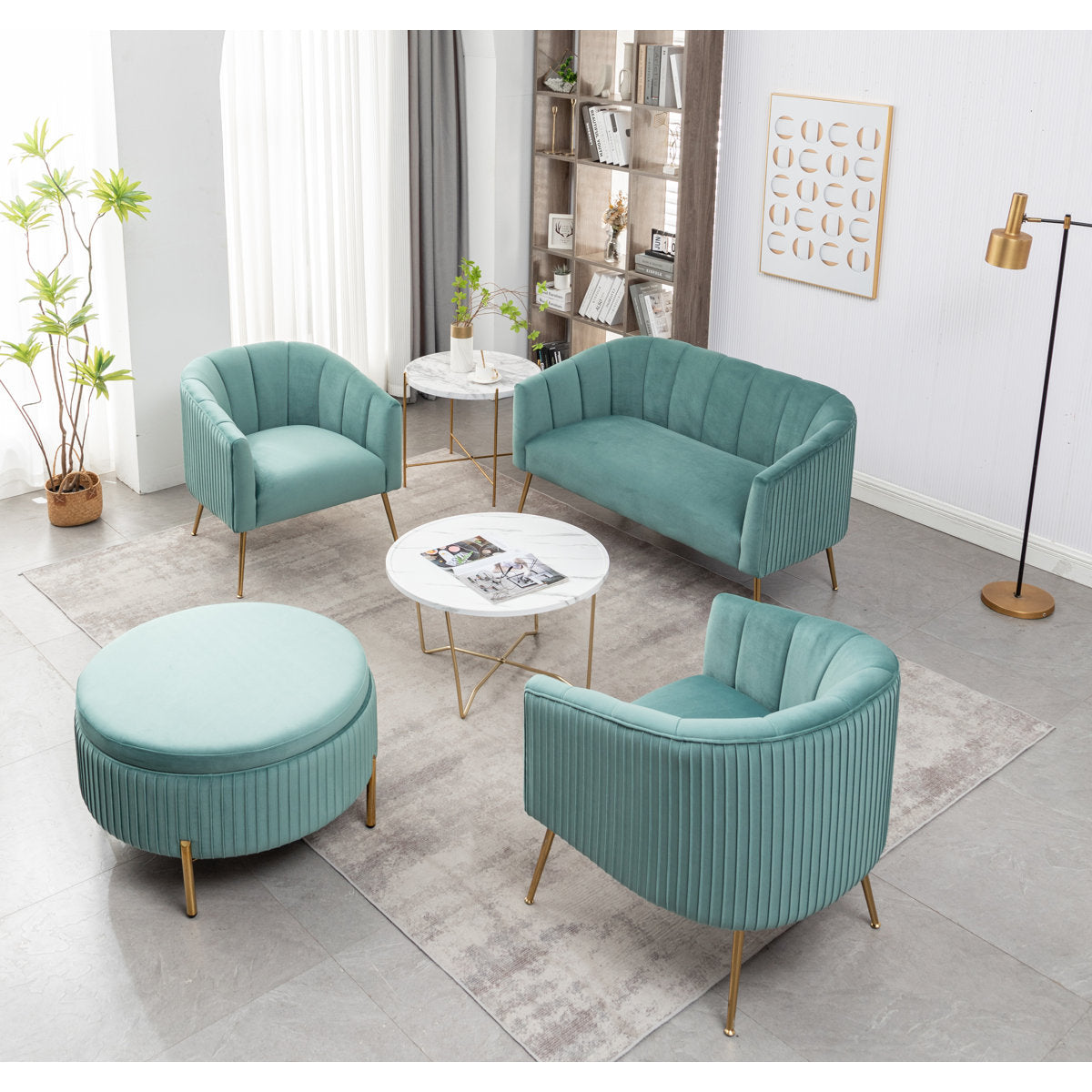 Mariantonietta 4 - Piece Velvet Living Room Set