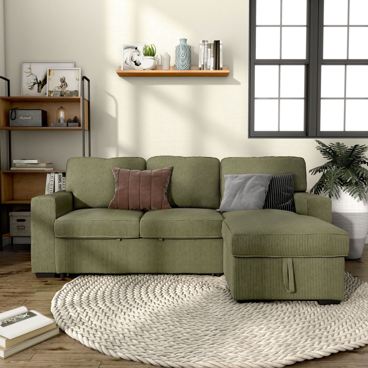 Maslynn Chenille Pull-out Sleeper Sectional