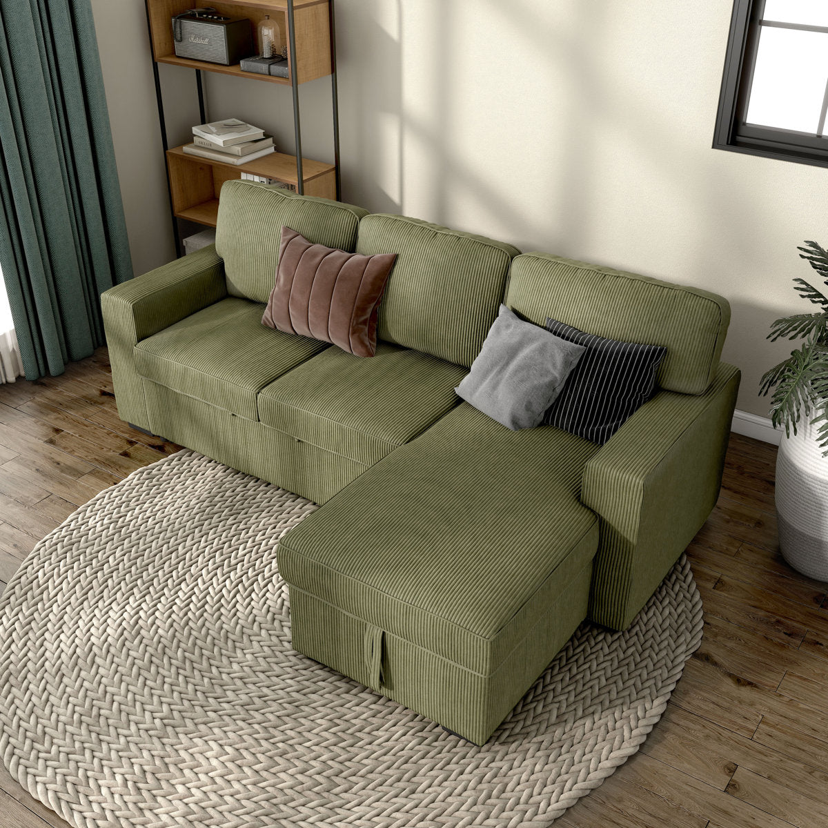 Maslynn Chenille Pull-out Sleeper Sectional