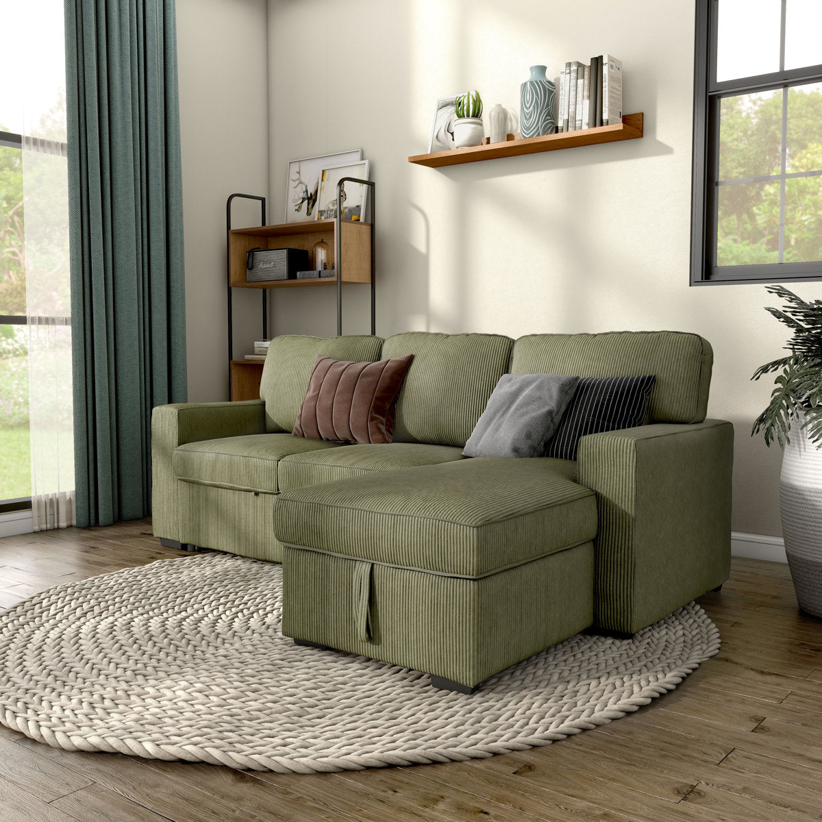 Maslynn Chenille Pull-out Sleeper Sectional