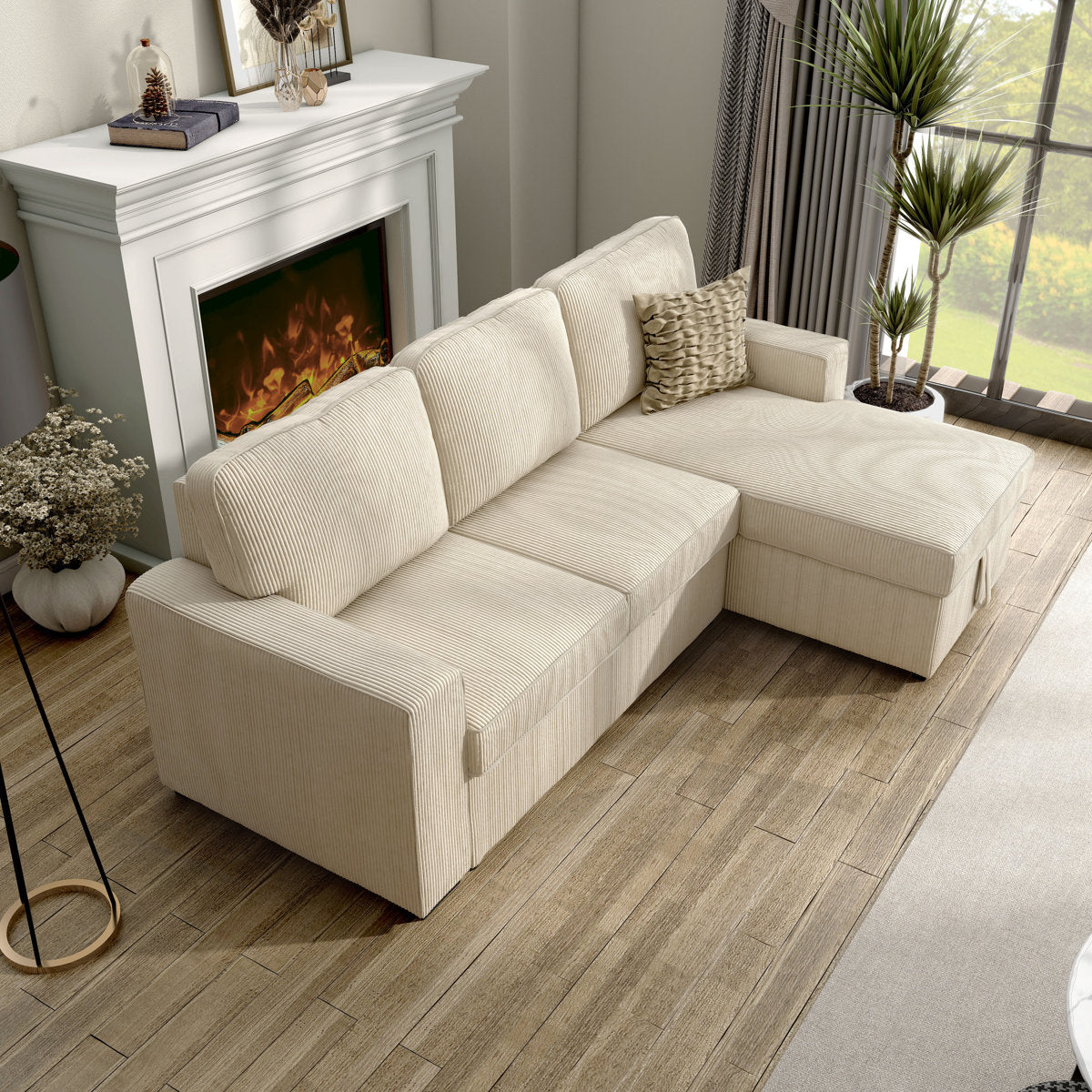 Maslynn Chenille Pull-out Sleeper Sectional