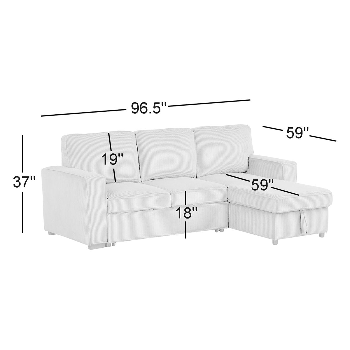 Maslynn Chenille Pull-out Sleeper Sectional