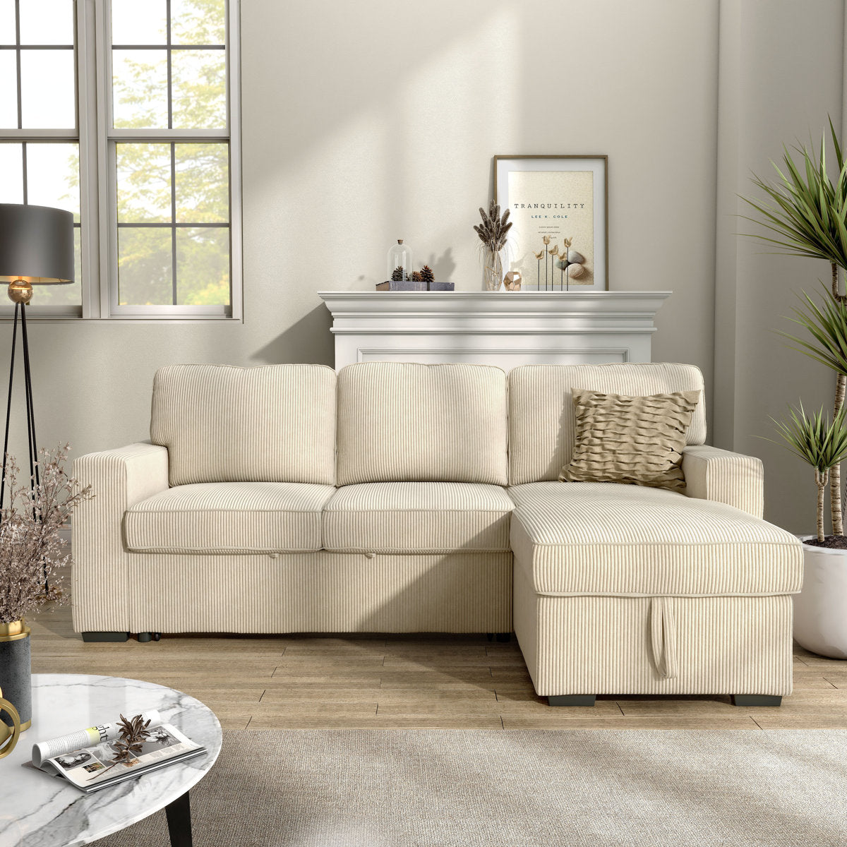 Maslynn Chenille Pull-out Sleeper Sectional