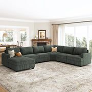 Maureece U Shaped Corduroy Sectional Modular Sofa With Chaise
