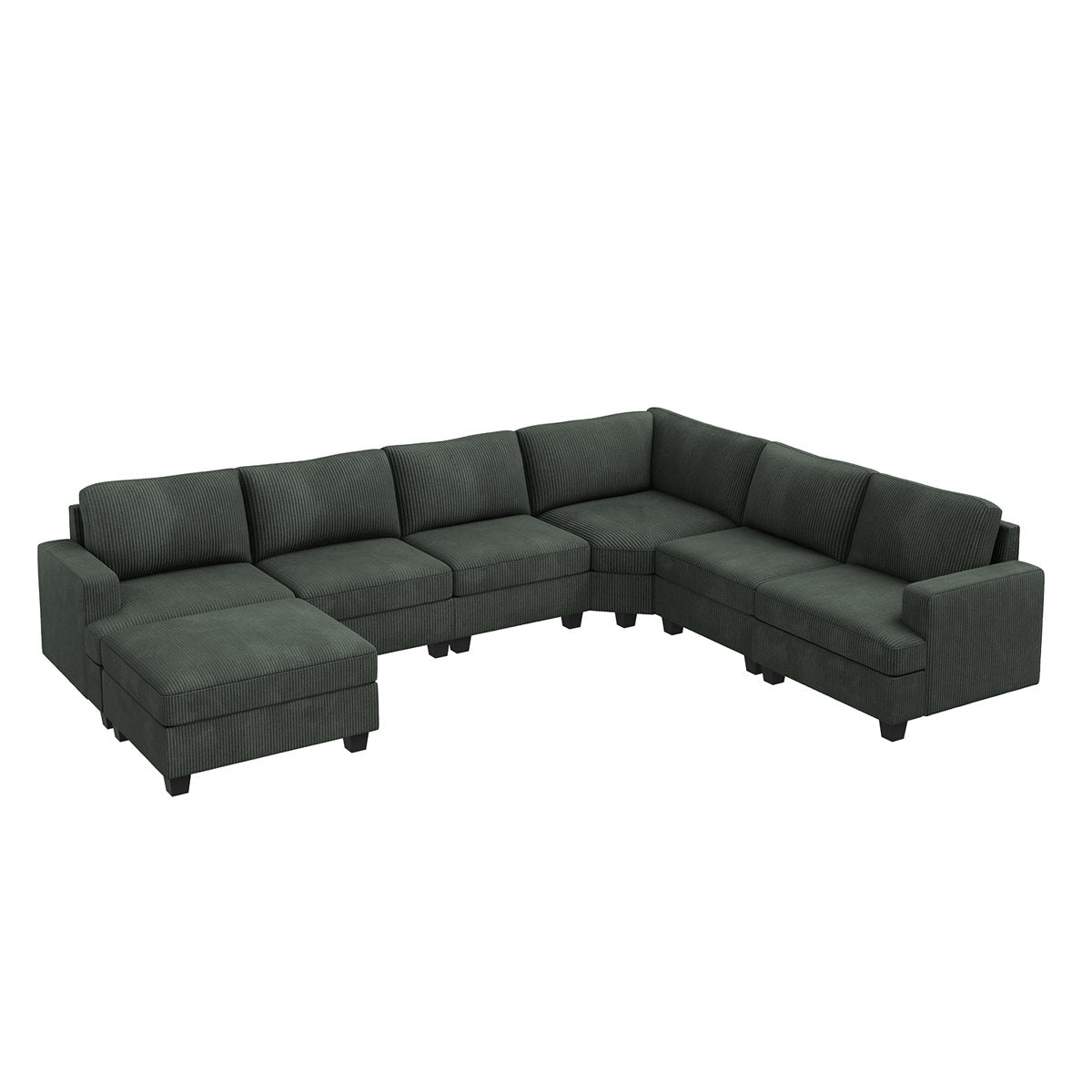 Maureece U Shaped Corduroy Sectional Modular Sofa With Chaise