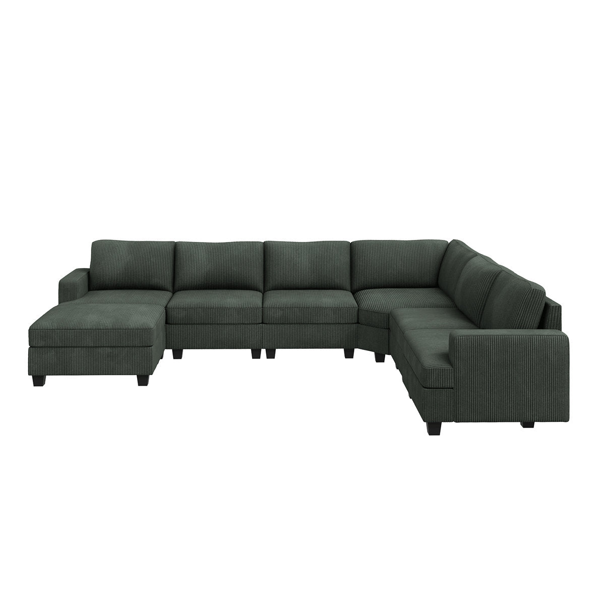 Maureece U Shaped Corduroy Sectional Modular Sofa With Chaise