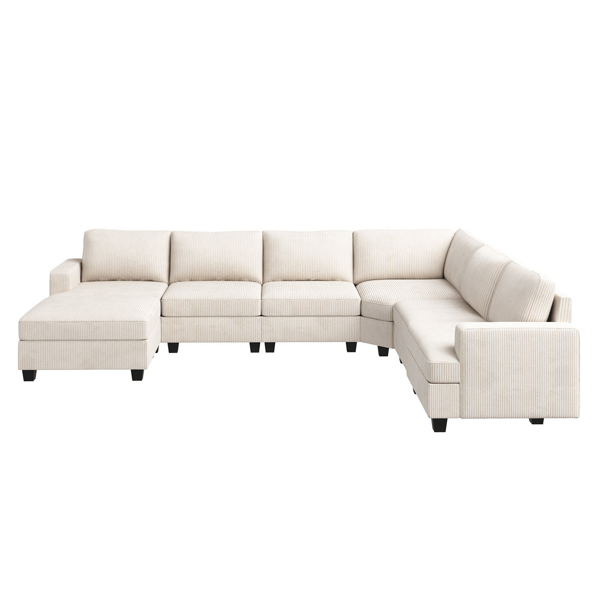 Maureece U Shaped Corduroy Sectional Modular Sofa With Chaise