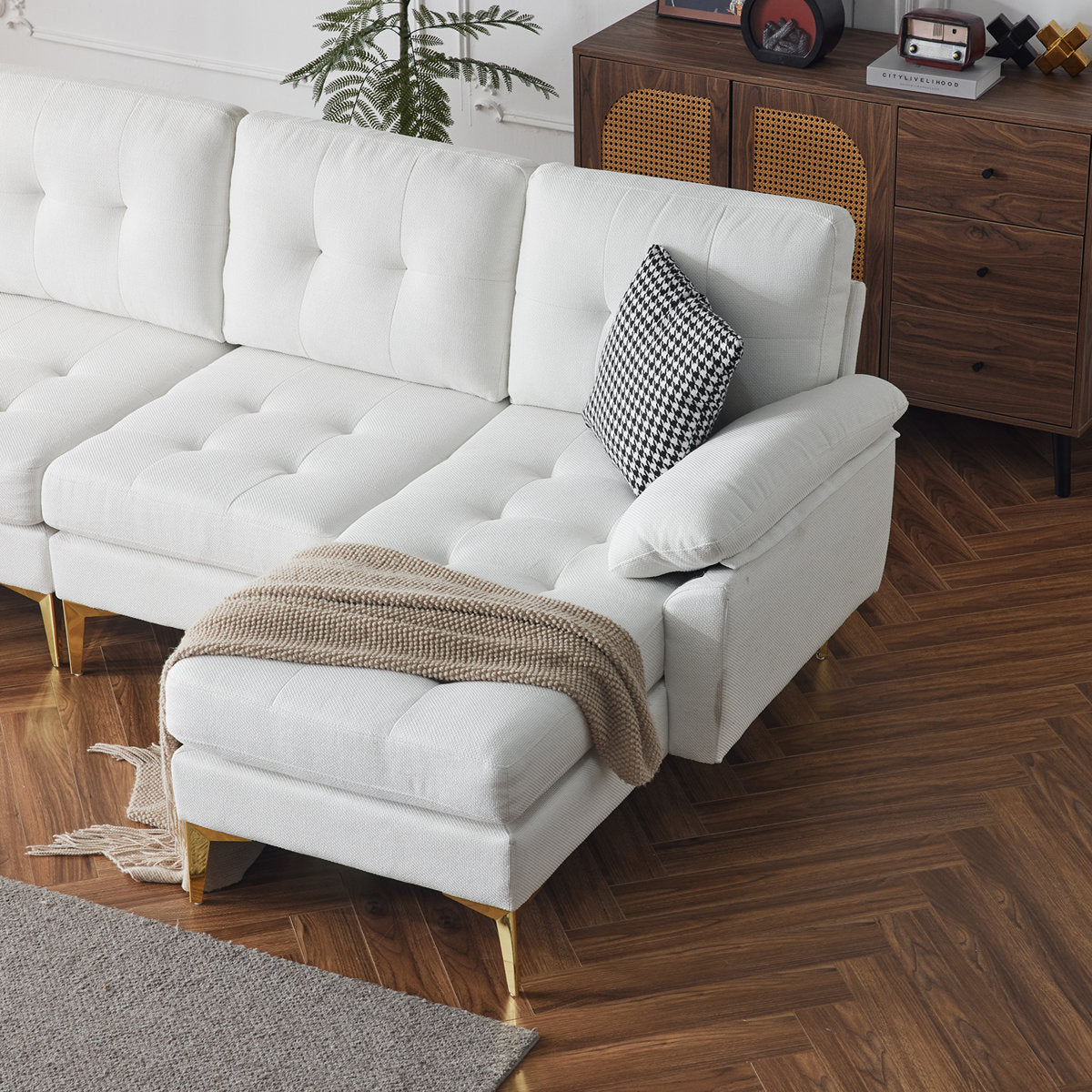 Mercer41 110'' W Point Tufed L-Shaped Sectional