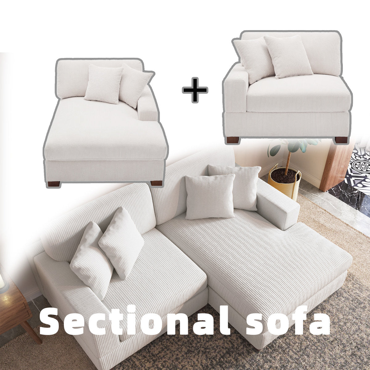 Milbrey 2 - Piece Corduroy Sectional