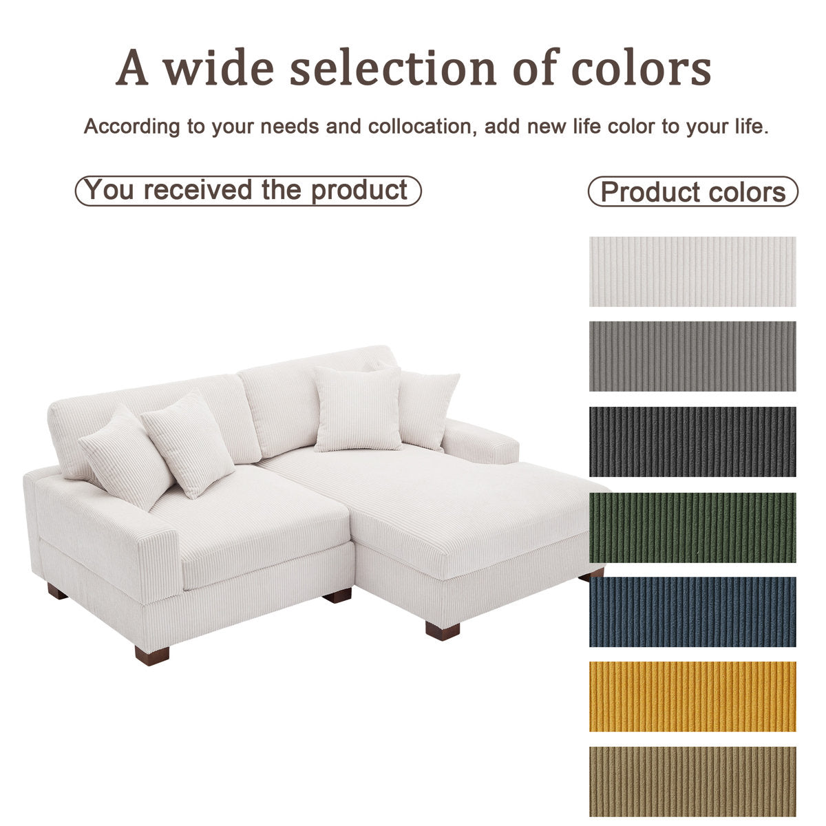 Milbrey 2 - Piece Corduroy Sectional