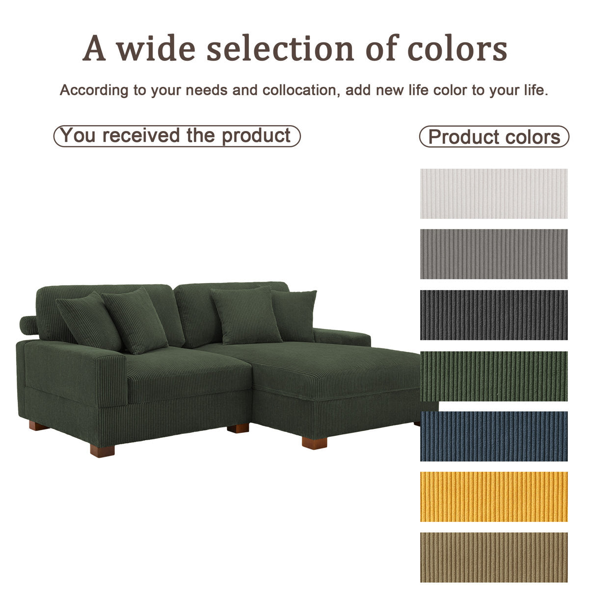 Milbrey 2 - Piece Corduroy Sectional