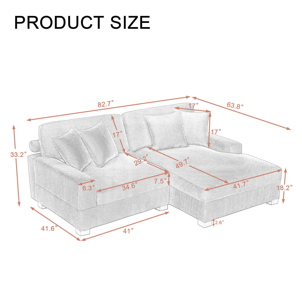 Milbrey 2 - Piece Corduroy Sectional